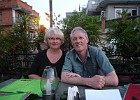 Apr�s EBC.  May 29 - KTM. Alison and Stephen at the Rumdoodle Restaurant.