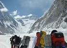 Day 35  View looking up the Western Cym towards Camp 2 with the Lhotse Face up the valley and in the distance.