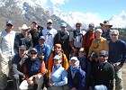 Day 10  Photo opportunity.  The entire team.  Back row, left to right: Mike H (Guide), JJ (Guide), Tom, Adam, Alex, Frank S, Chris, Lori, Frank H, Stephen (me).  Middle row, left to right: Mike M, Vern (Expedition Leader), Phil, Kurt, Matt.  Front row, left to right: Garrett (Guide), Kathy, Kay.